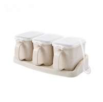 3 Grids Plastic Spice Container Jar Condiment Dispenser Salt Seasoning Box