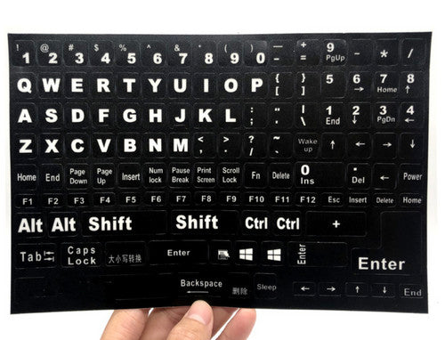 KoKobase English UK Large White Letter on Non-Transparent BLACK Keyboard Stickers KOKOBASE