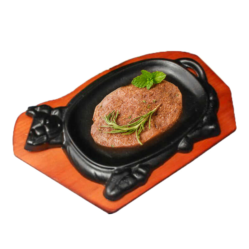 🐮 Bull Cow Cast Iron Sizzler Plate with Wooden Stand - Sizzling Platter for Steaks, Fajitas, Kebabs 🌶️