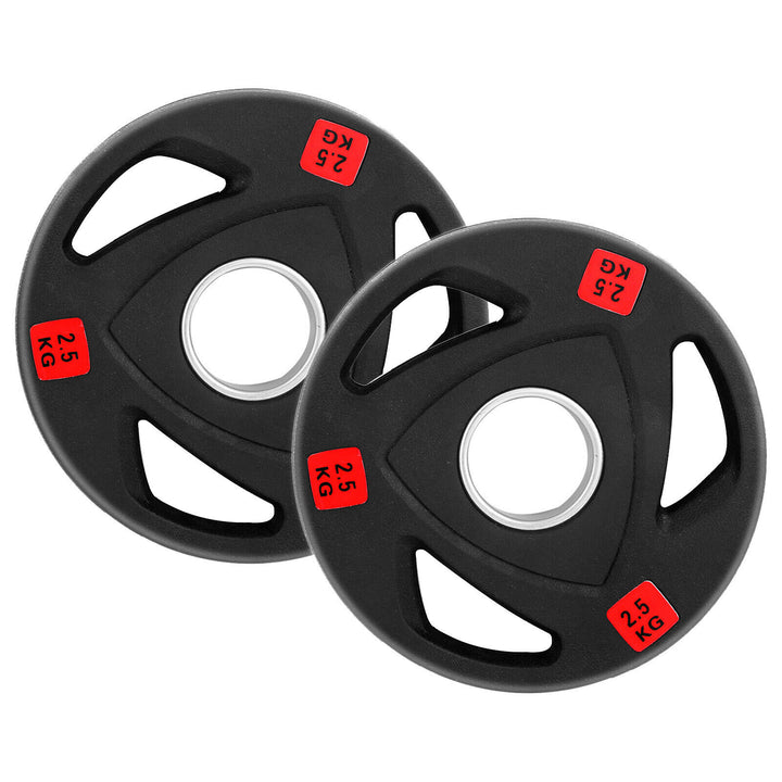 ProGrade Tri-Grip Olympic Weight Plates - Rubber Coated Cast Iron - 2.5KG to 25KG Sets - 2