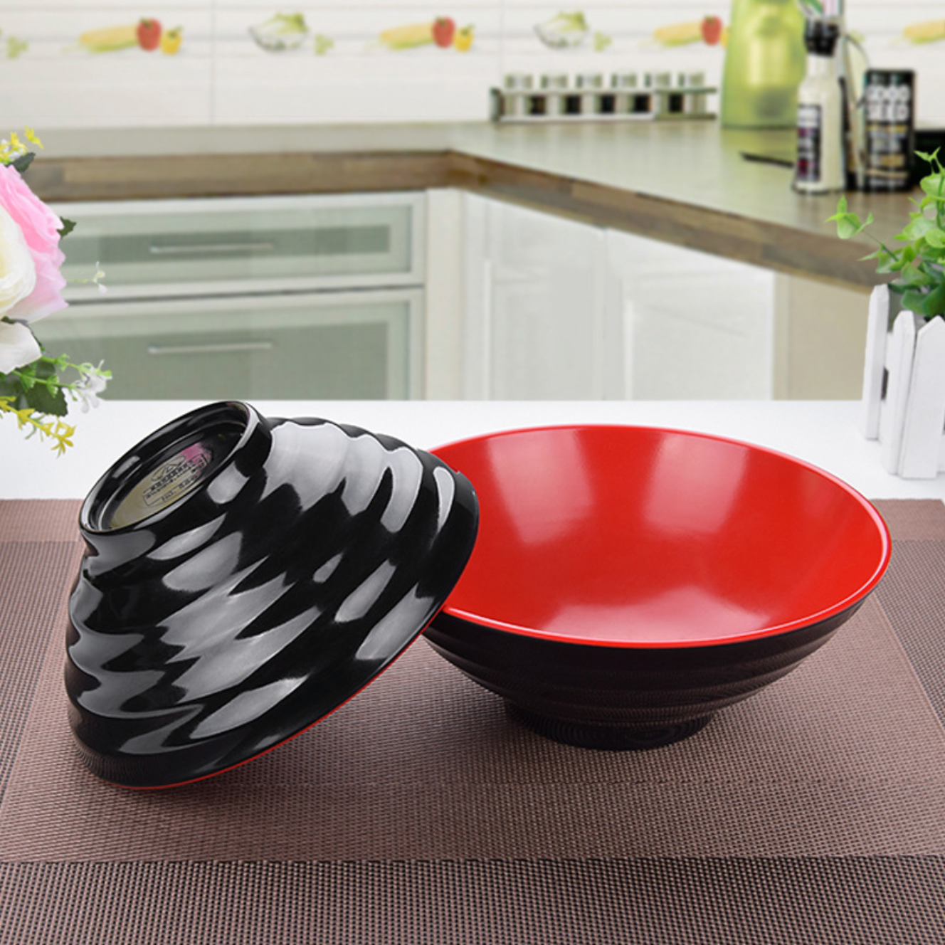 Versatile Red Melamine Ramen Bowl – 19.7cm Japanese-Style Noodle Soup Dish with Durable, Restaurant-Grade Construction for Home & Commercial Use