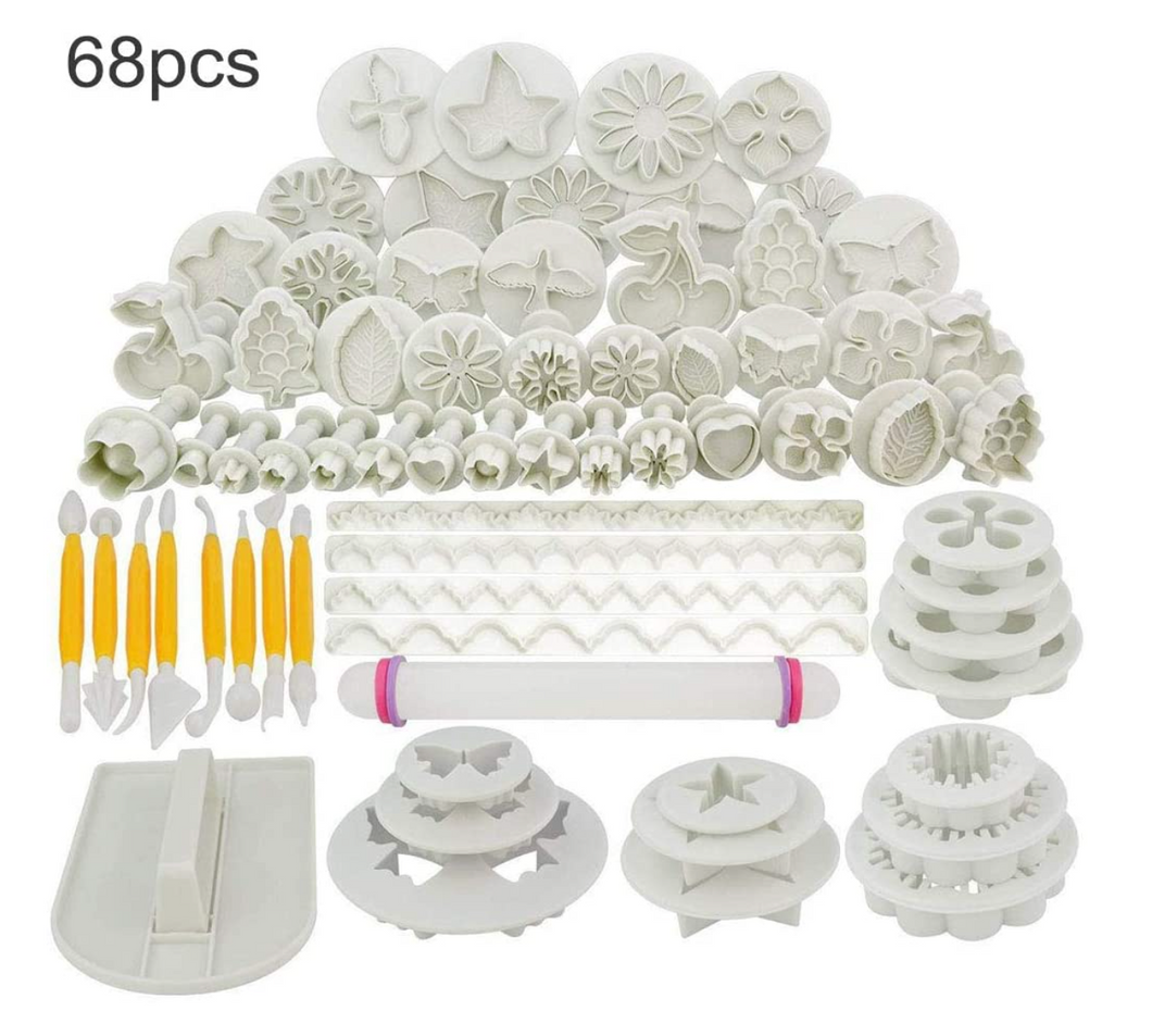 68x Cake Decorating Fondant Sugarcraft Icing Plunger Cutters Tools Mold Mould