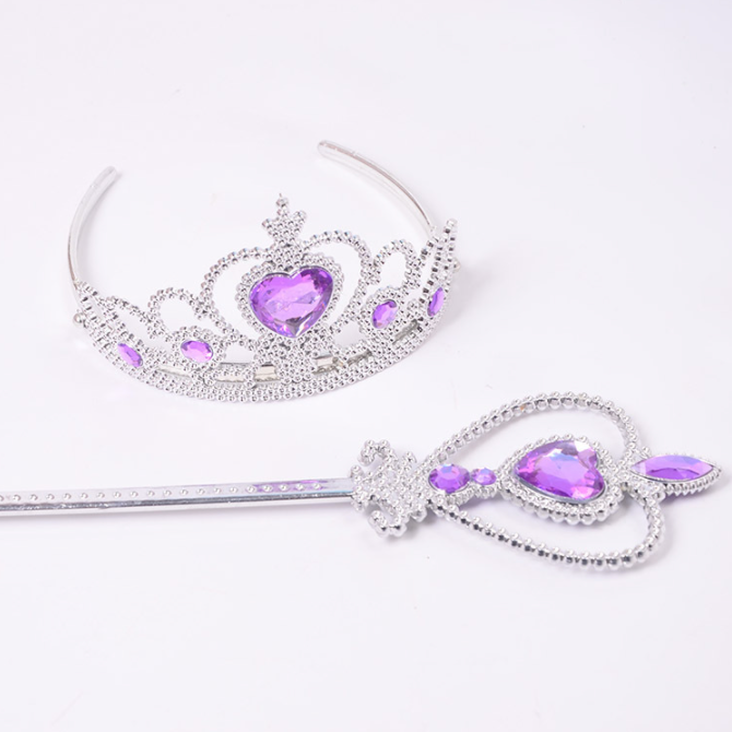 Purple girl princess wand crown set