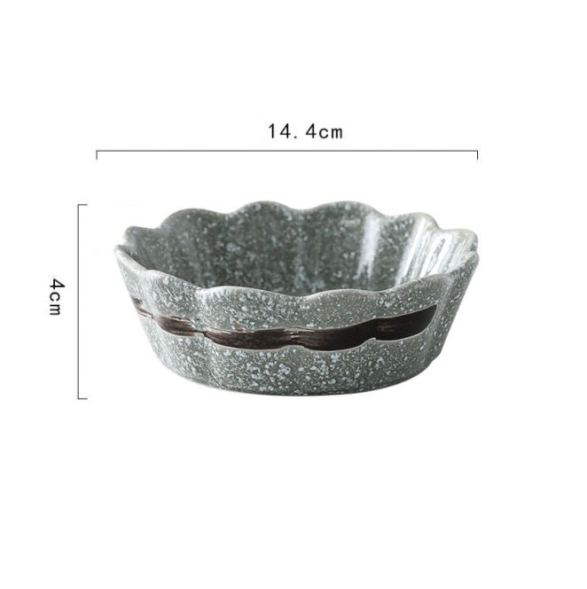 Retro Style Moonlight Textured Japanese Style Porcelain Chrysanthemum Bowl
