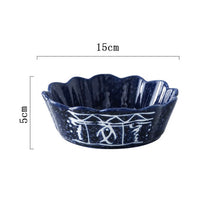 Load image into Gallery viewer, Authentic Deep Blue Textured Japanese Style Porcelain Chrysanthemum Bowl
