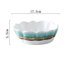 Load image into Gallery viewer, Blue Ocean Wave Printed Japanese Style Porcelain Chrysanthemum Bowl
