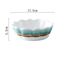 Blue Ocean Wave Printed Japanese Style Porcelain Chrysanthemum Bowl