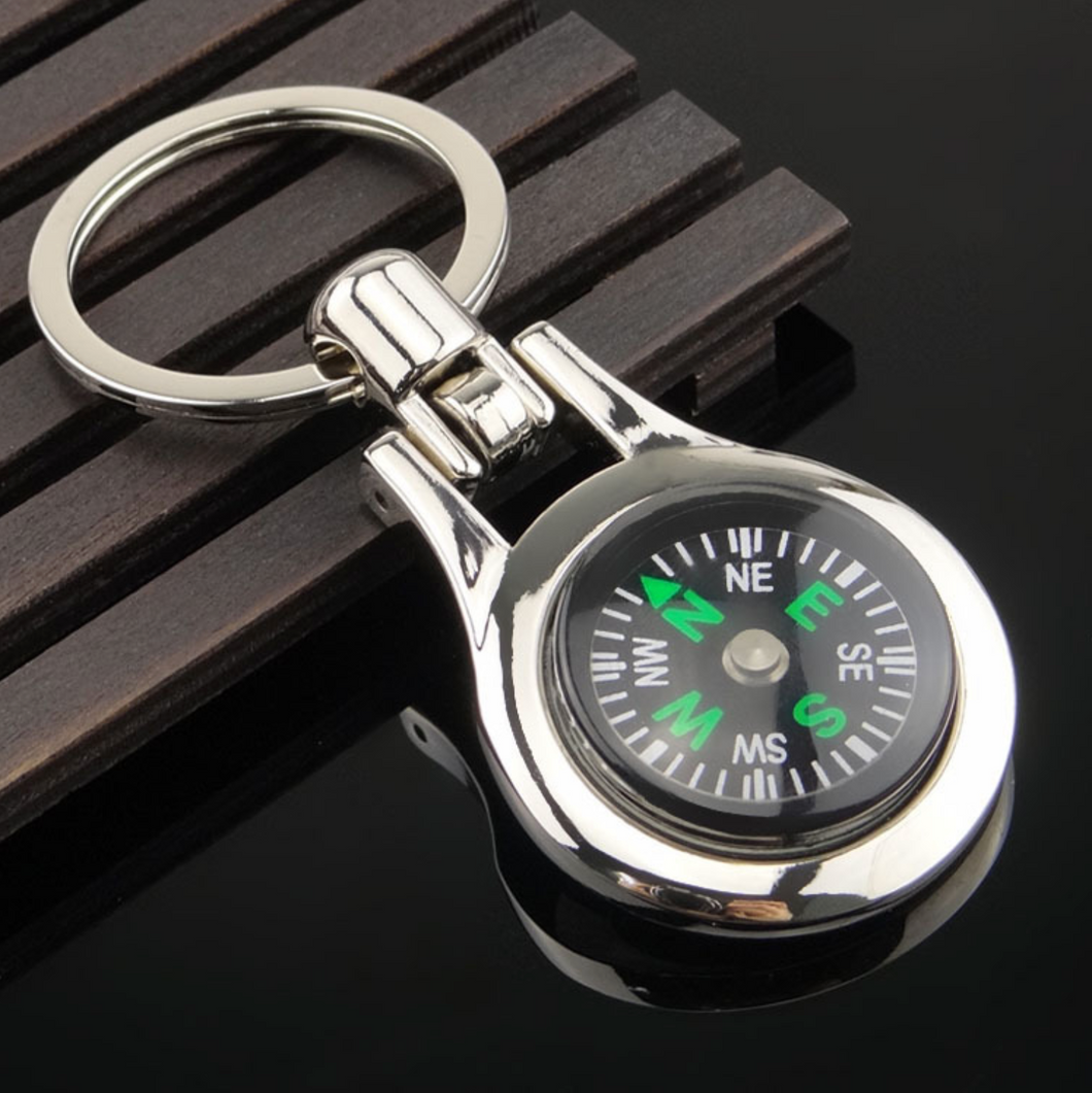 Sleek Round Compass Keychain – Navigational Keyring Accessory for Direction Guidance and Style