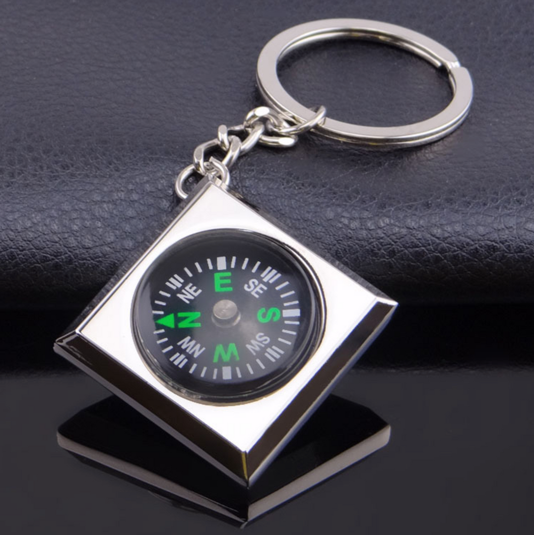 Compass Keychain - Square Compass Keyring