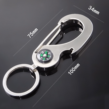 Load image into Gallery viewer, Stainless Steel Compass Carabiner Keychain - Polished Finish Swivel Latch Keychain with Keyring - Navigational Tool and Stylish Accessory
