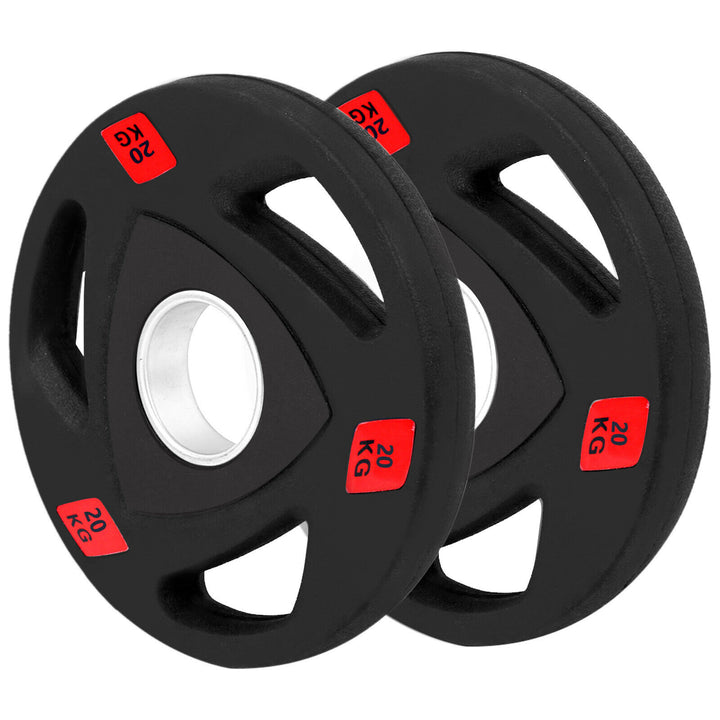 ProGrade Tri-Grip Olympic Weight Plates - Rubber Coated Cast Iron - 2.5KG to 25KG Sets - 2