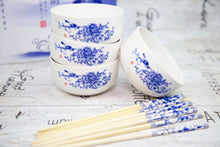 Load image into Gallery viewer, KoKobase White Boxed Gift Set 4 Pairs Of Ceramics Chinese Chopsticks with Rice Bowls Gift KOKOBASE
