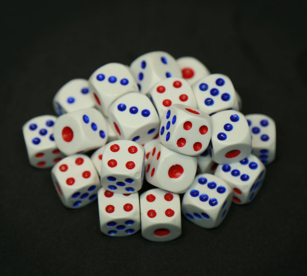 Vibrant Red & Blue 16mm Dice Set - 10 Pack, Rounded Corners, Perfect for Board Games and Teaching Math