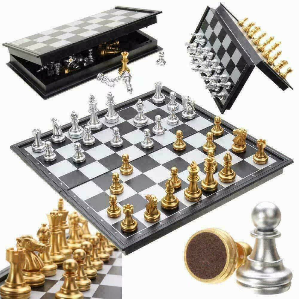 KoKobase Magnetic GOLD and SILVER Folding Chess Set Pieces Chessboard Game 32 x 32 CM KOKOBASE
