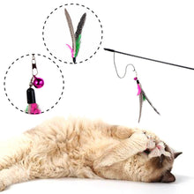 Load image into Gallery viewer, Cat Feather Wand Stick Wire Teaser Kitten Toy Dangle Bell Interactive Play Toys

