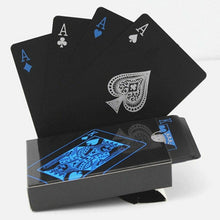Load image into Gallery viewer, Blue Waterproof Black Poker Playing Cards Plastic PVC Poker Creative Gift Durable
