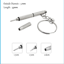 Load image into Gallery viewer, 3 in 1 Mini Screwdriver Tool Repair set keyring for Watch, Glasses, Mobile Phone
