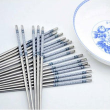 Load image into Gallery viewer, KoKobase Non-slip Design Chop Sticks Stainless Steel Chopsticks Chinese Stylish KOKOBASE
